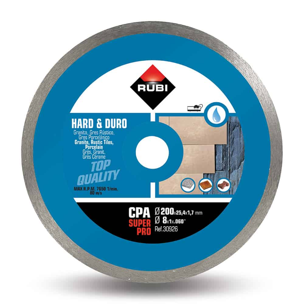 Rubi Continuous Rim Diamond Cutting Disc for Hard Materials 200mm - 350mm | CPA SUPERPRO Series