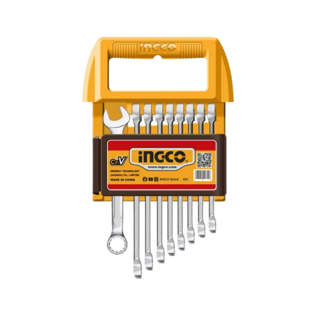 Ingco 9-Piece Chrome-Vanadium Combination Spanner Set 6-19mm - HKSPA1096