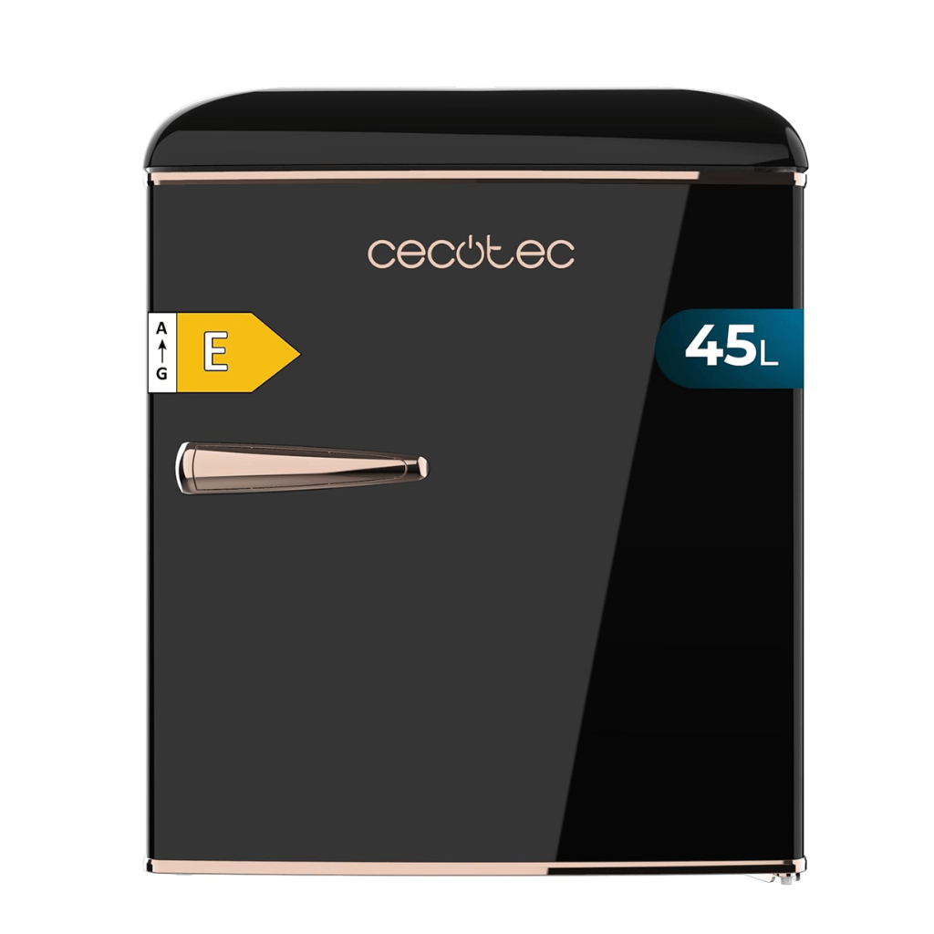 Cecotec Bolero CoolMarket 45L Origin Retro Black Mini Fridge with Built-In Ice Compartment - 2130