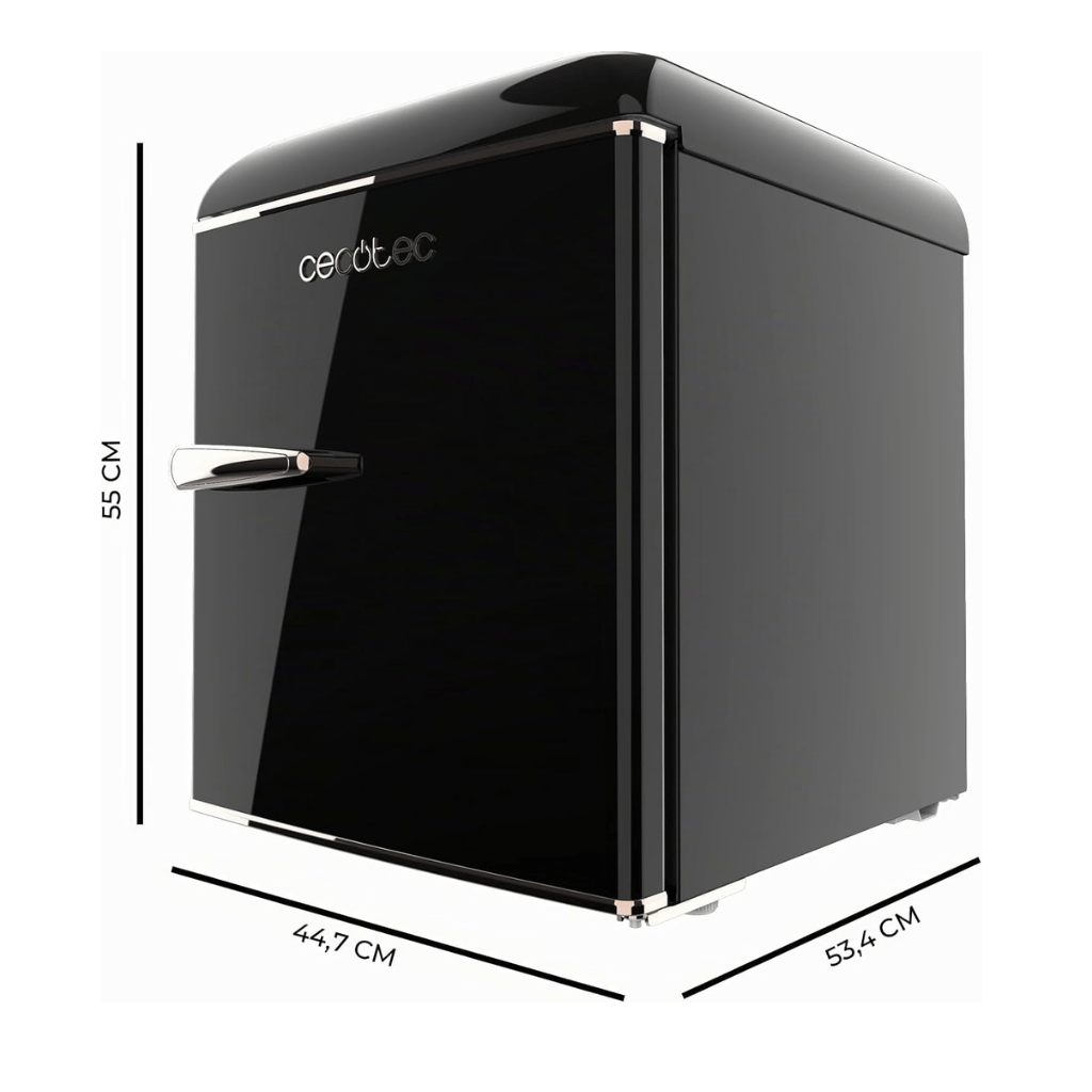 Cecotec Bolero CoolMarket 45L Origin Retro Black Mini Fridge with Built-In Ice Compartment - 2130