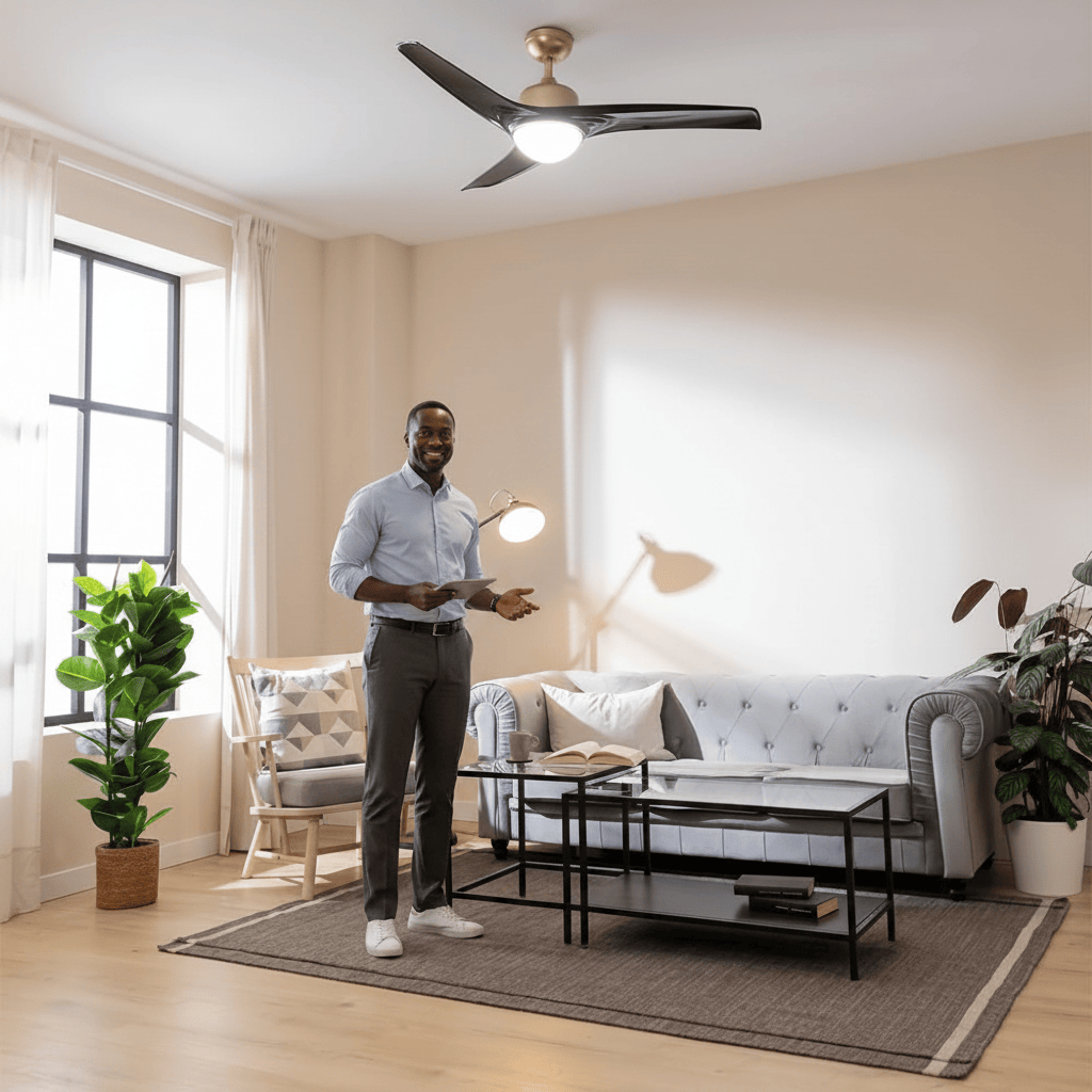 Cecotec EnergySilence Aero GoldBlack 52" Ceiling Fan with LED Light & Remote - 8489