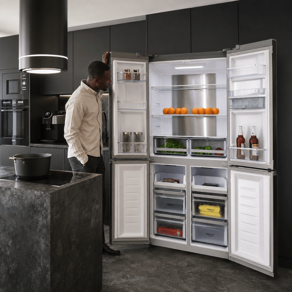 Cecotec Bolero CoolMarket 564L Four-Door Refrigerator with Water Dispenser | Black & Inox