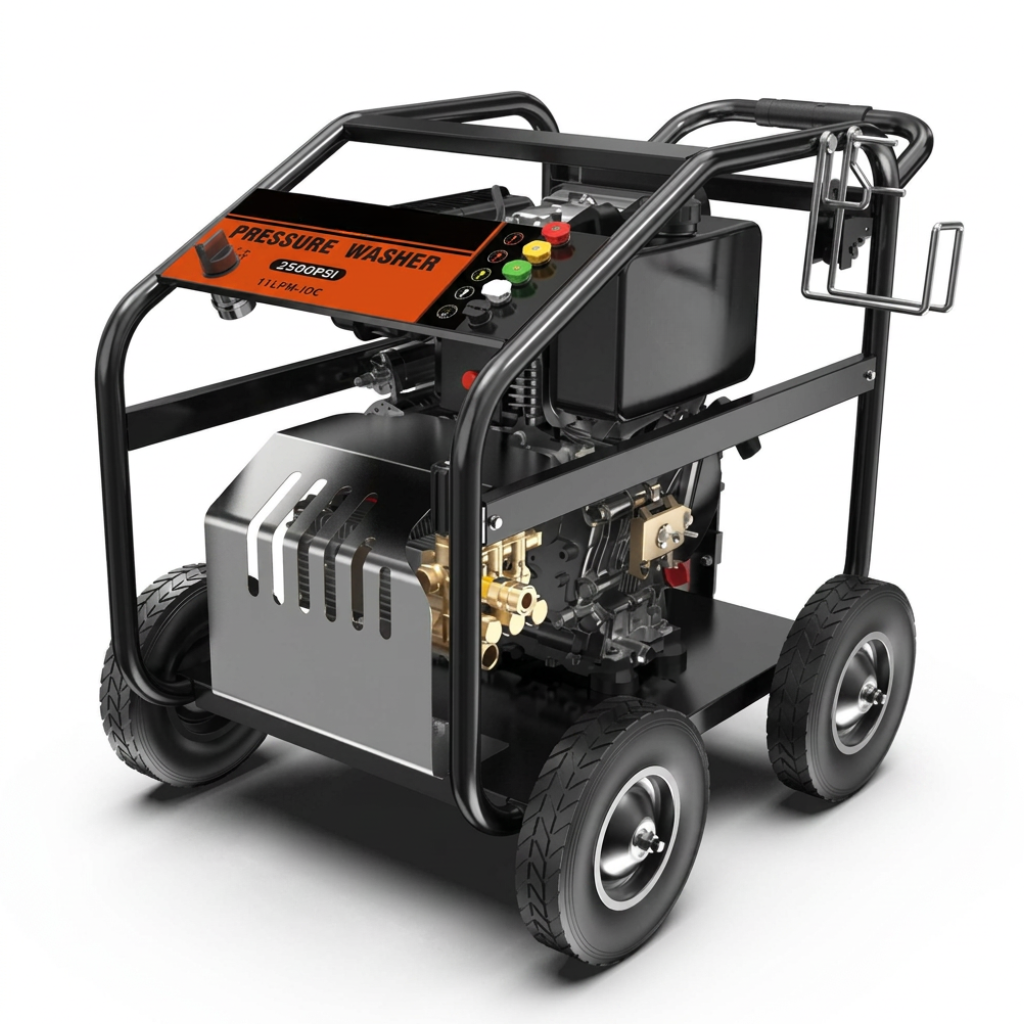 NRG 240 Bar Diesel Pressure Washer with 10HP Engine, Key Start, Battery and 4 Nozzles - NPPW250-10