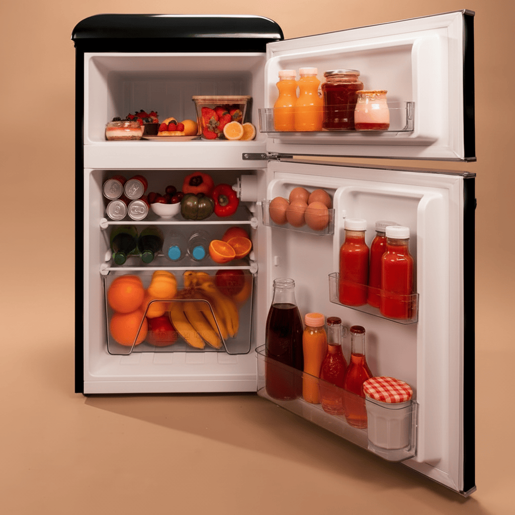 Cecotec Bolero CoolMarket 86L Origin Retro Two-Door Black Refrigerator with Ice Compartment - 1897