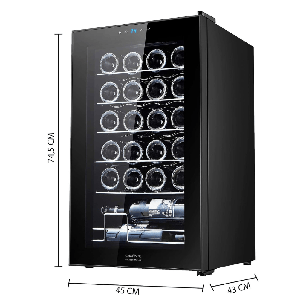 Cecotec Bolero GrandSommelier 2450 Compressor Wine Cooler with 24 Bottles Capacity | Black & Inox