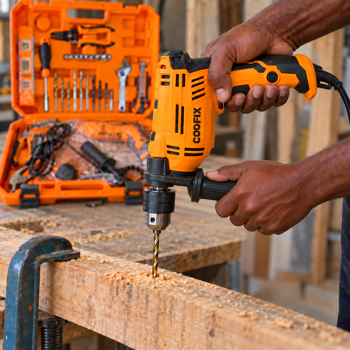 Coofix 114-Piece Tool Set with 710W Electric Impact Drill - 27351