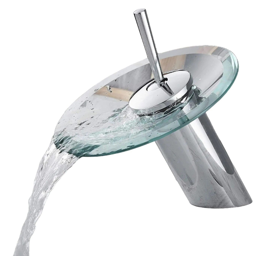 Modern Style Bathroom Hot & Cold Round Glass Waterfall Tap