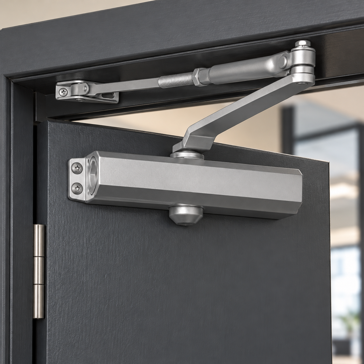Irona Surface-Mounted Door Closer | Brown - White