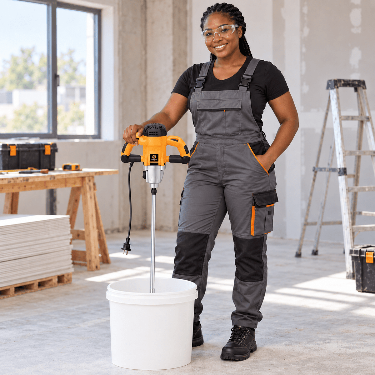 Supply Master Coofix 140mm Electric Paint & Mortar Mixer 1400W with Ergonomic Antifatigue Dual-Handle Grip - 27368