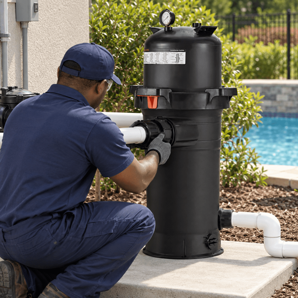 Supply Master Glong Black Single Cartridge Swimming Pool Filter - GL-200S