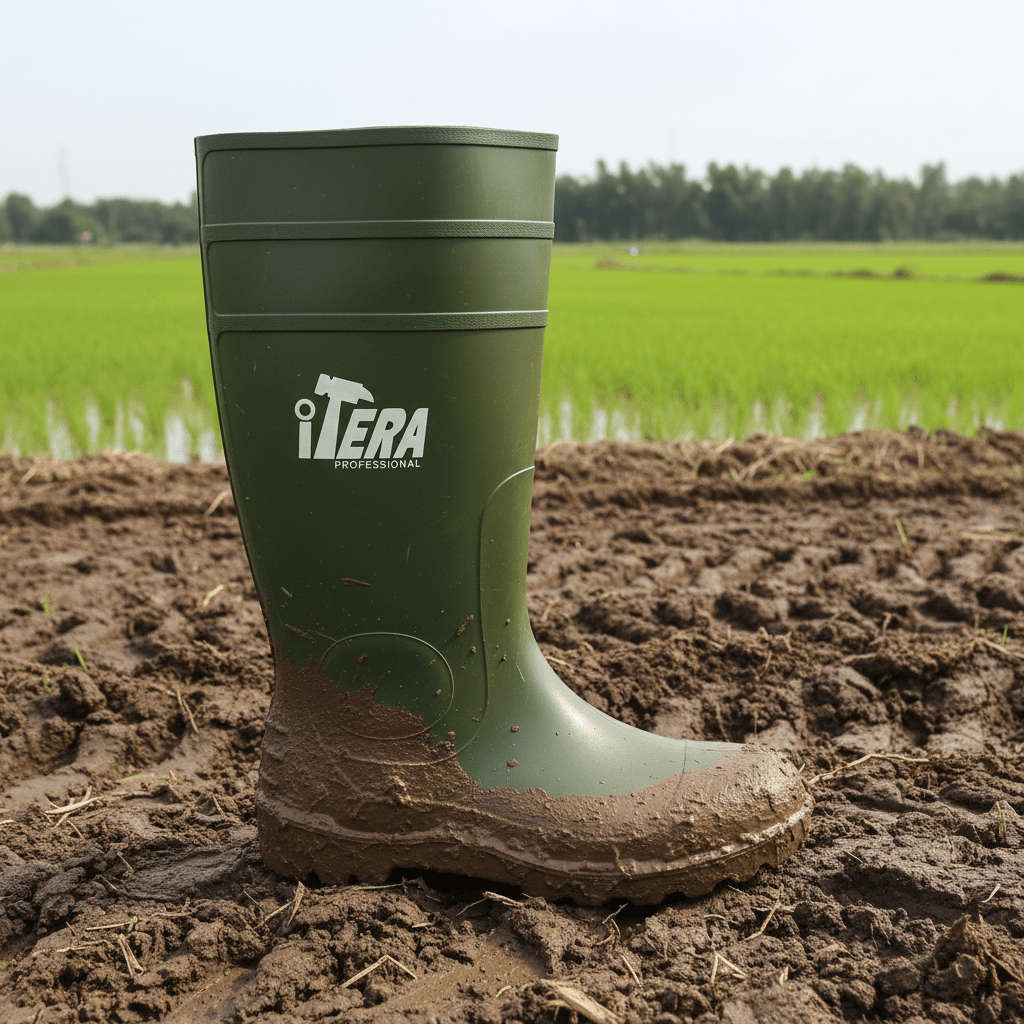 Supply Master Tera Green & Black Steel-Toe and Midsole Safety Rain Boots | Size 41 - 46