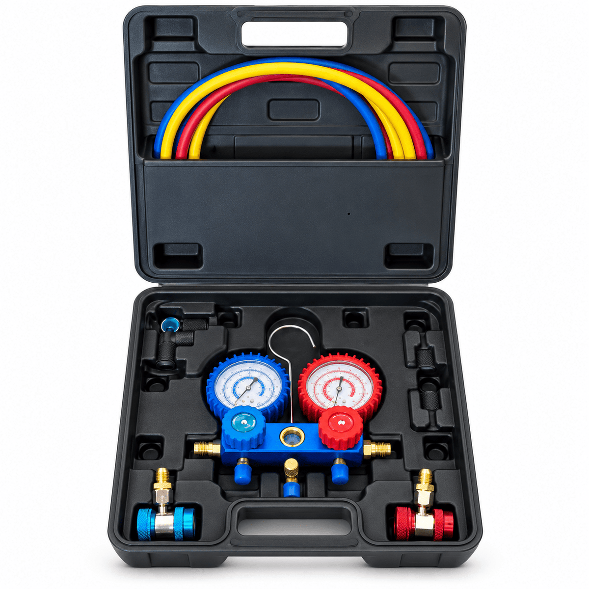 Supply Master Tera HVAC Manifold Gauge Set with Charging Hoses & Quick Couplers - H36060801