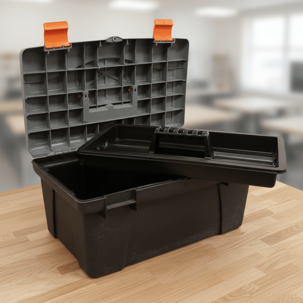 Supply Master Tera Plastic Tool Box with Removable Tray & Carry Handle | 17" & 19"
