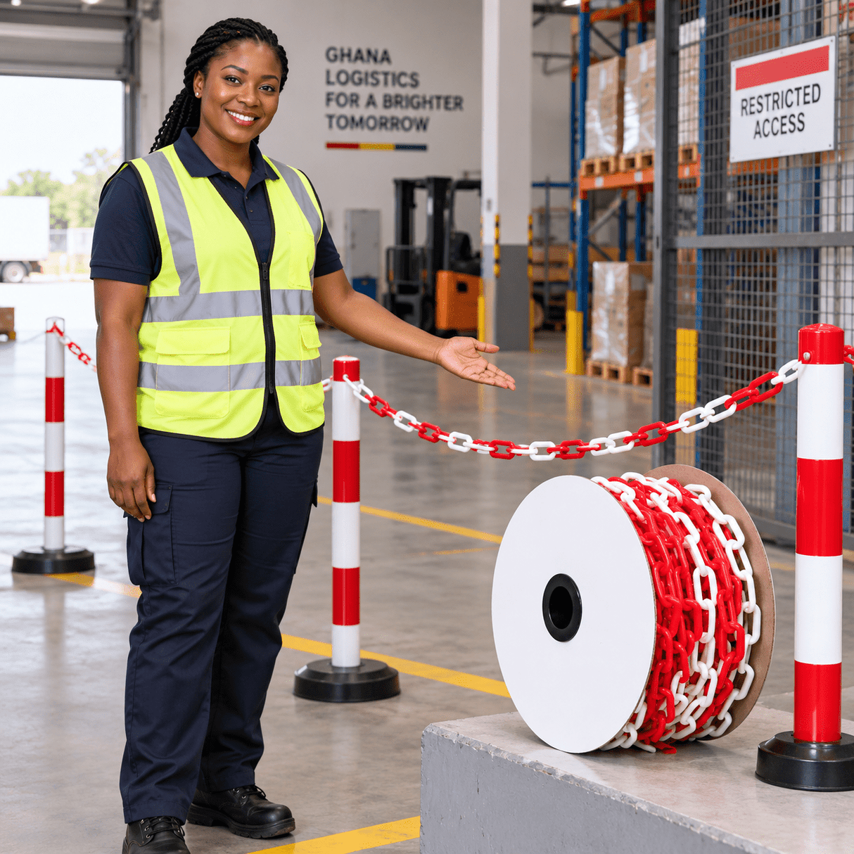 Supply Master Tera Red & White Plastic Barrier Chain 6mm x 20m - 211505