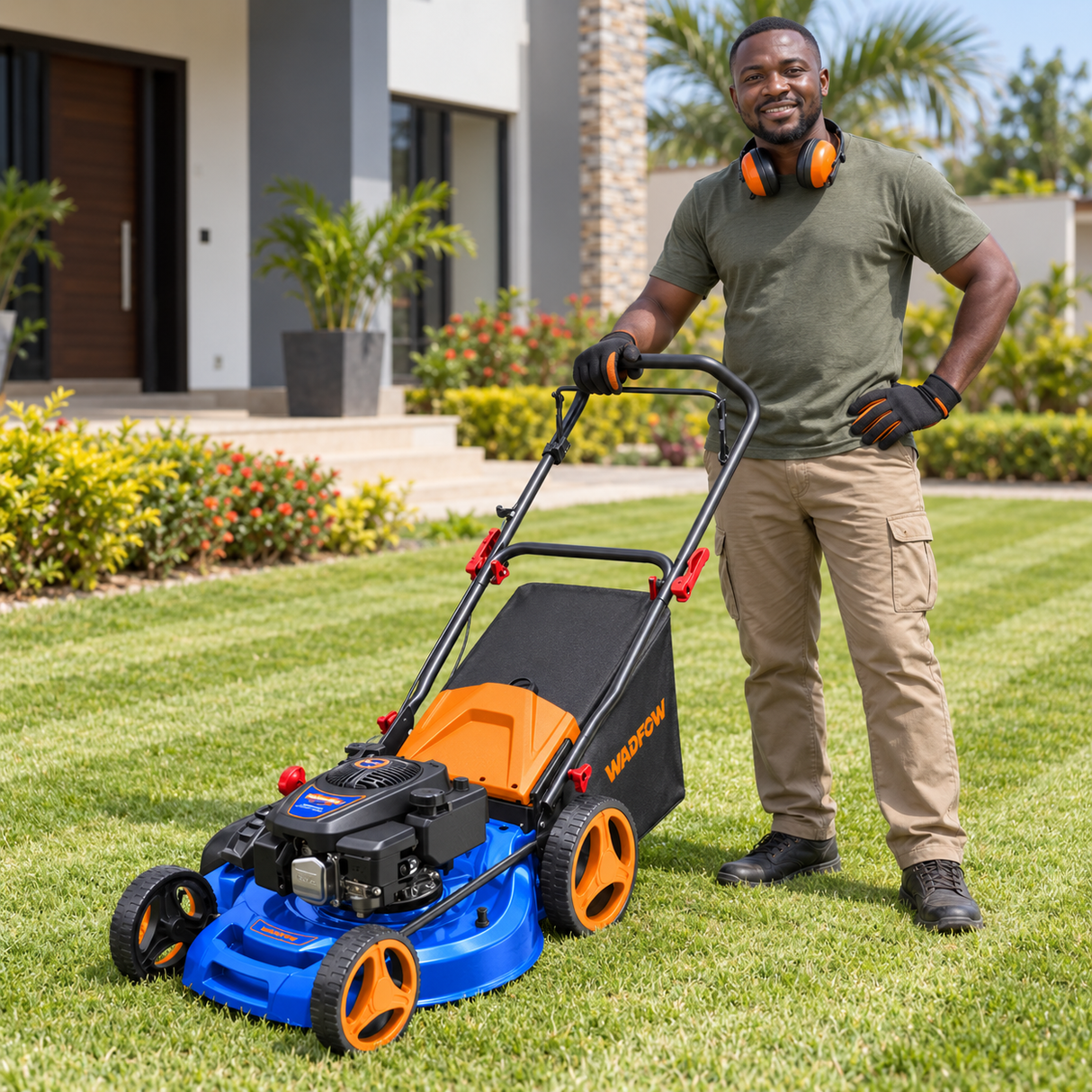 Wadfow 20" 4-in-1 Gasoline Lawn Mower 173cc 4HP with 510mm Cutting Width - WGM6A20
