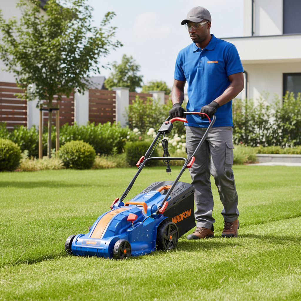 Wadfow Electric Lawn Mower 1600W with Grass Bag & 380mm Cutting Width - WEN3805