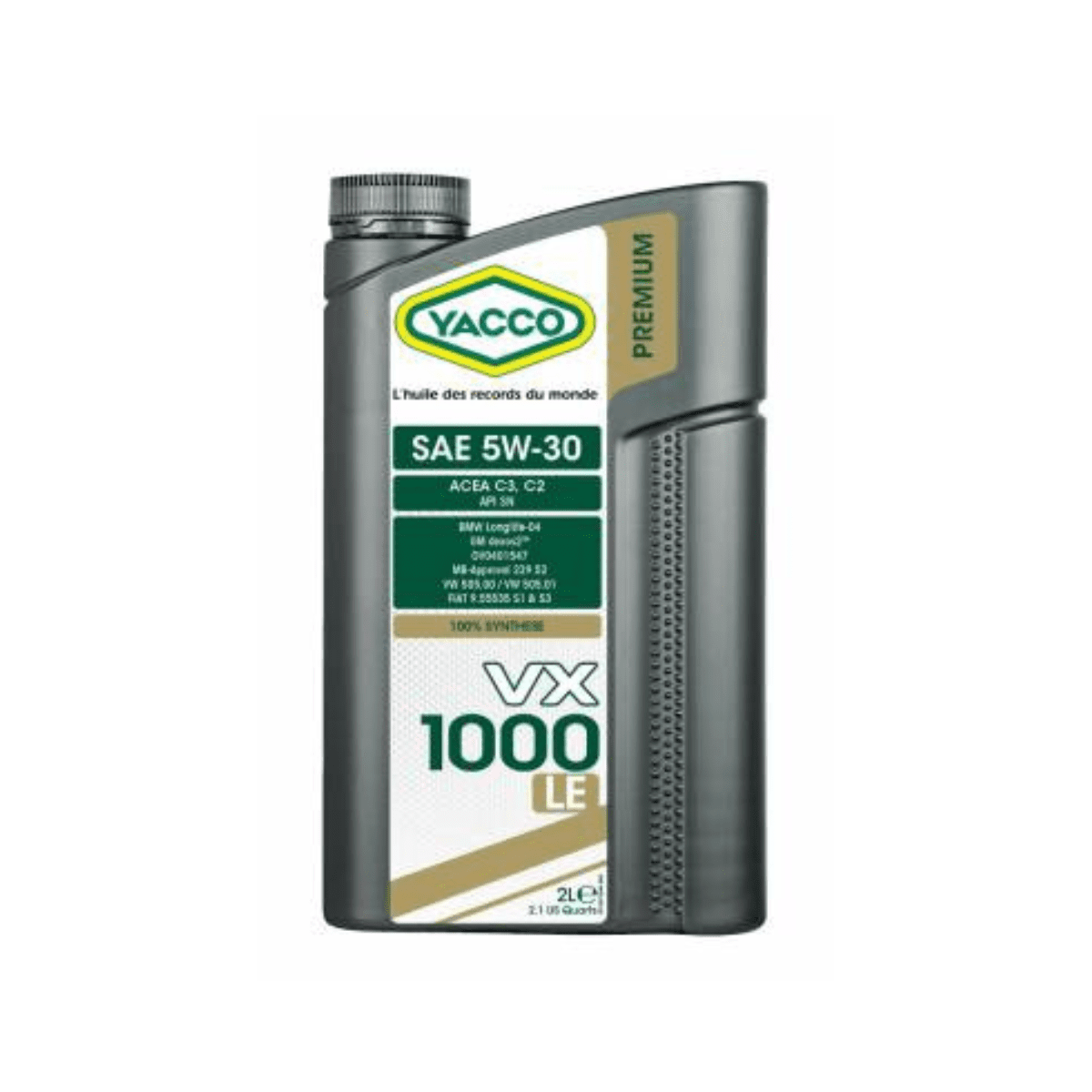 Yacco VX Premium 100% Synthetic Engine Oil 1L/5L/208L - VX 1000 LE SAE 5W30 Auto Supply Master