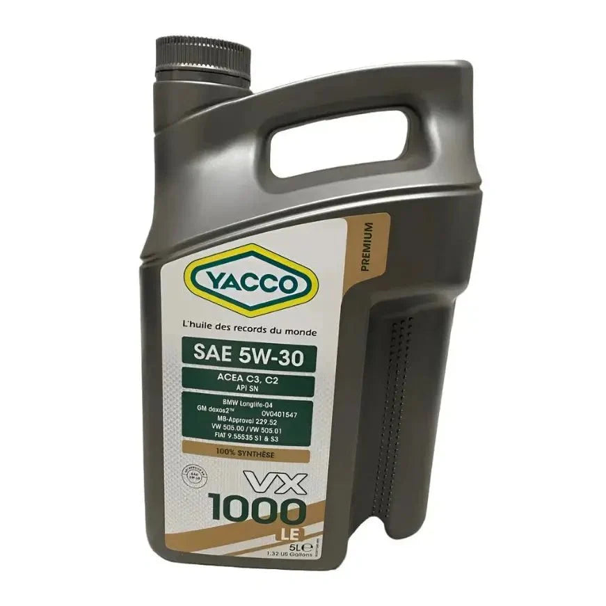 Yacco VX Premium 100% Synthetic Engine Oil 1L/5L/208L - VX 1000 LE SAE 5W30 Auto Supply Master