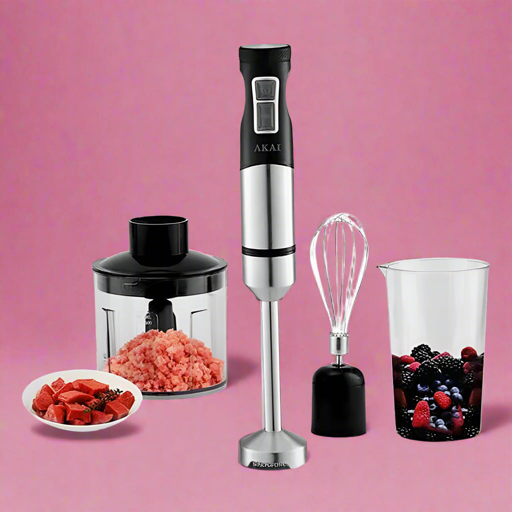 Akai Hand Blender Akai 3 In 1 Multipurpose Stainless Steel Hand Blender With Chopper 1200W - BD068A-009