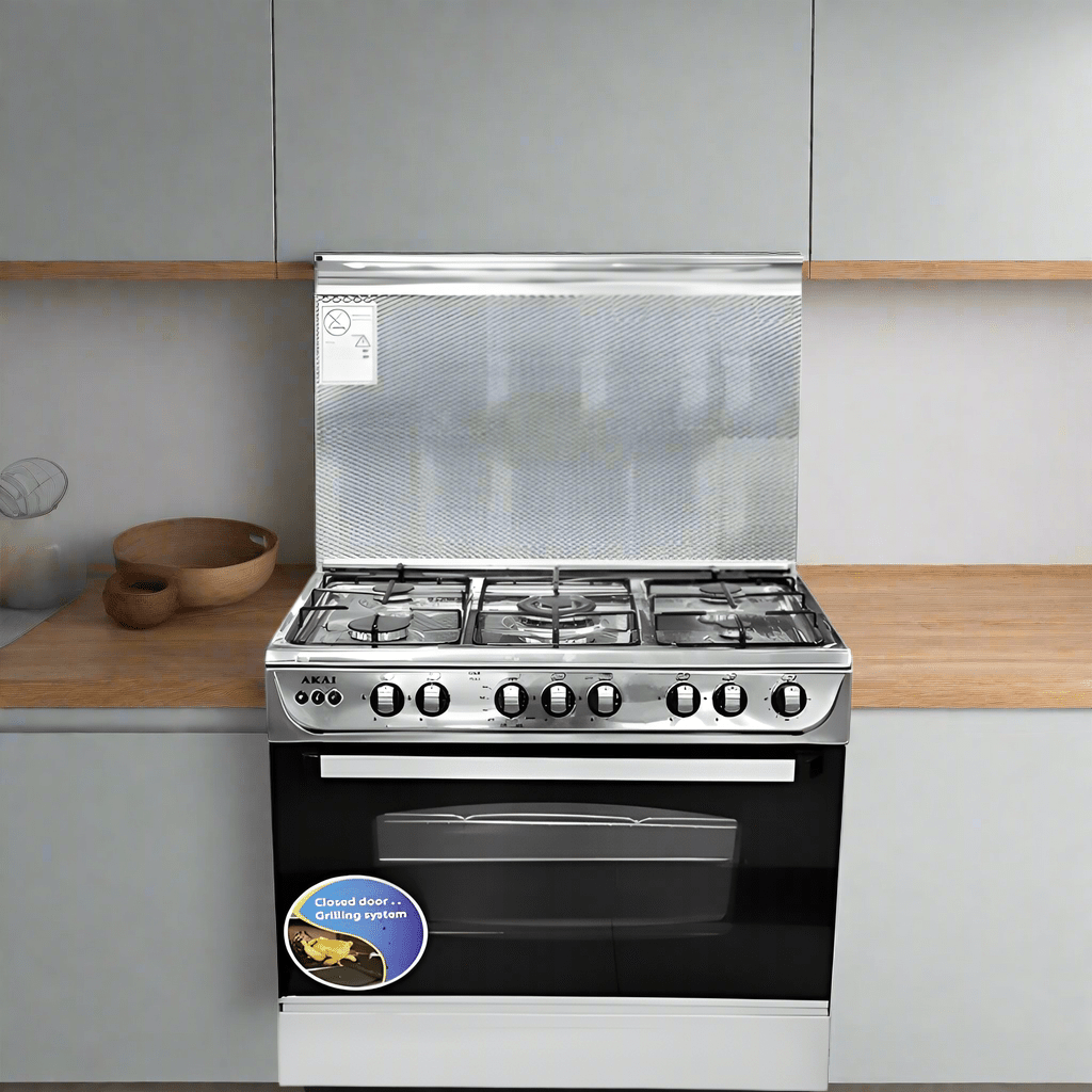 Akai Kitchen Appliances Akai 5 Burner Auto-Ignition 60x90 Free Standing Gas Cooker - GC065A-6090S