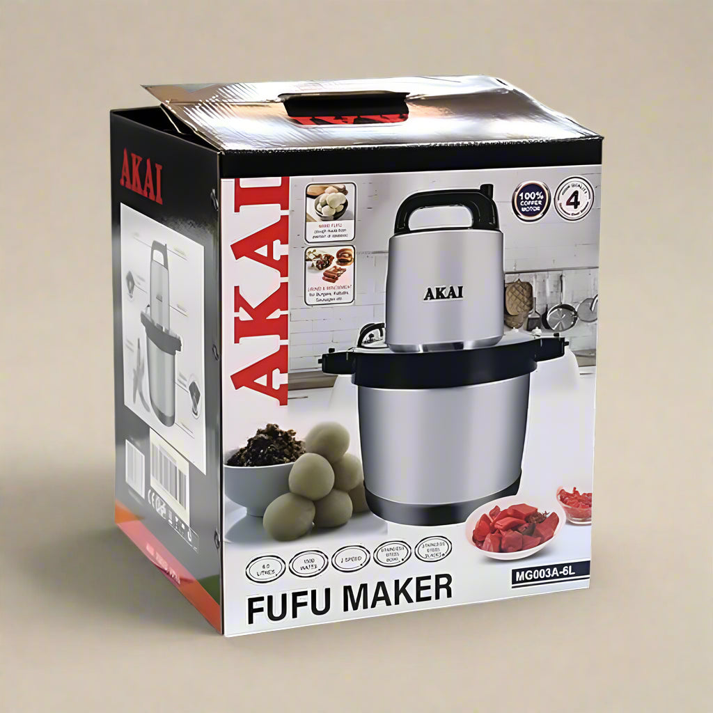 Akai Electric Kettle Akai 6.0L Black Stainless Steel Fufu Maker 1500W - MG003A-6L