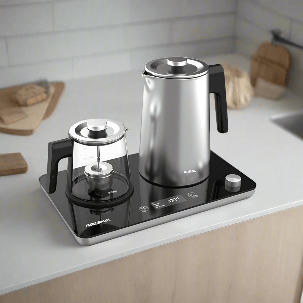 Arshia Electric Kettle Arshia Tray Electric Kettle With Glass Tea Pot 1.7L - T050-3067