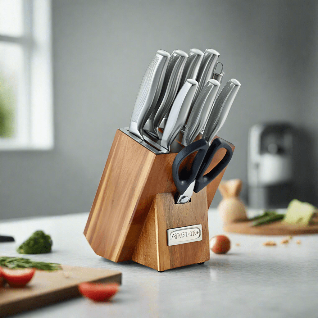 Arshia Kitchen Utensils Arshia Wooden Block German Steel Knife Set 10 Pieces - K259-3202