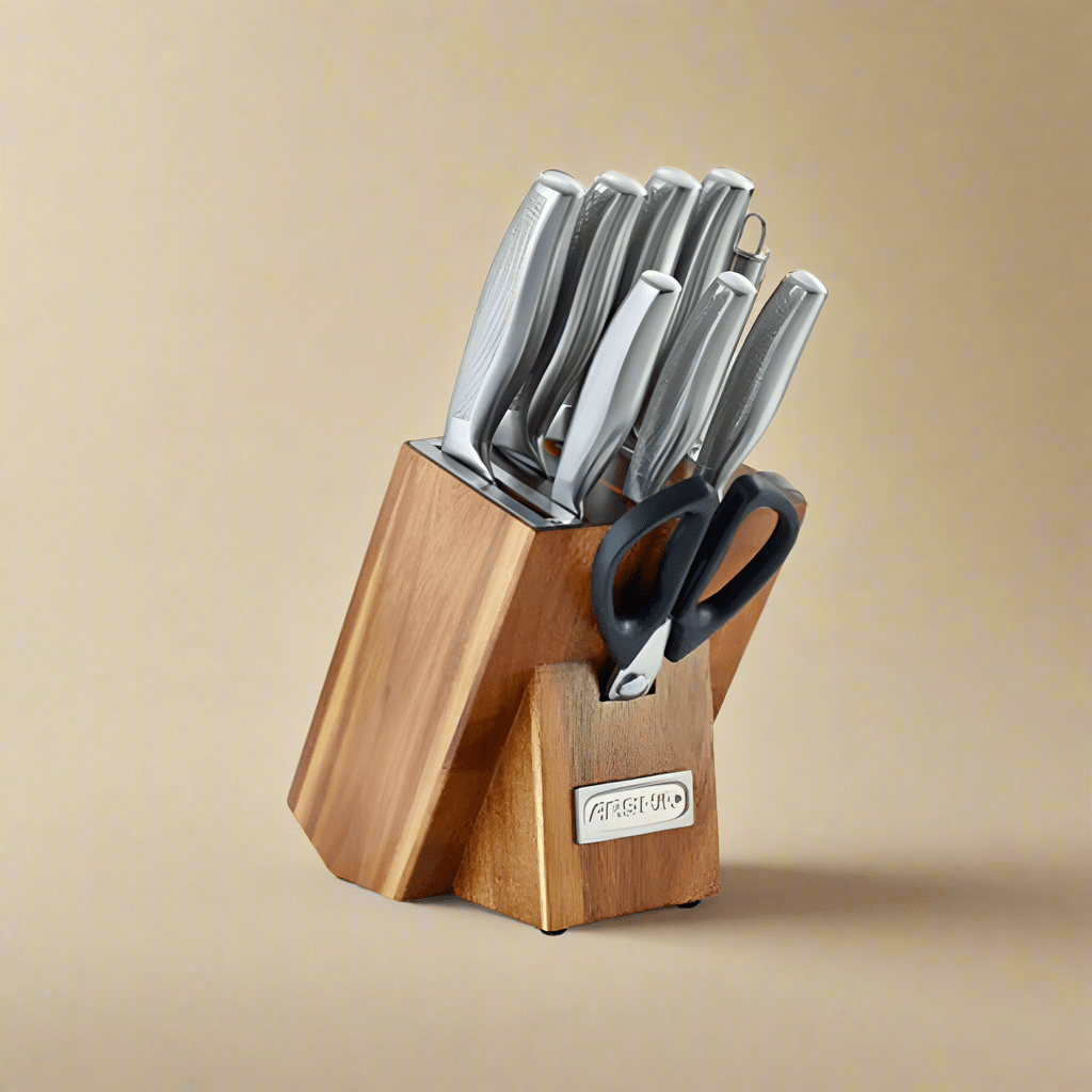 Arshia Kitchen Utensils Arshia Wooden Block German Steel Knife Set 10 Pieces - K259-3202