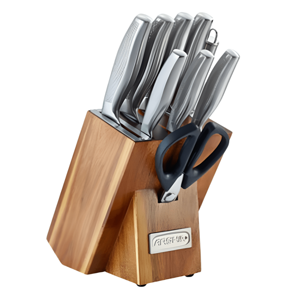 Arshia Kitchen Utensils Arshia Wooden Block German Steel Knife Set 10 Pieces - K259-3202