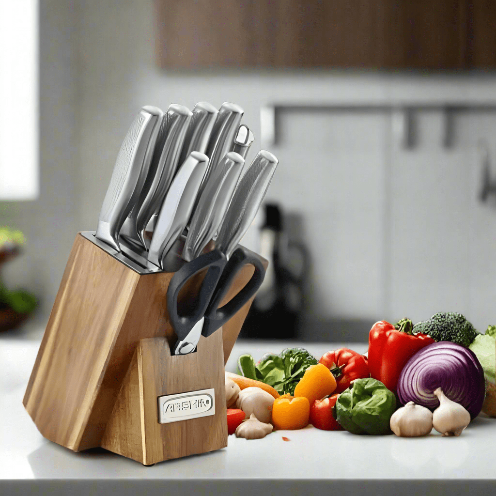 Arshia Kitchen Utensils Arshia Wooden Block German Steel Knife Set 10 Pieces - K259-3202
