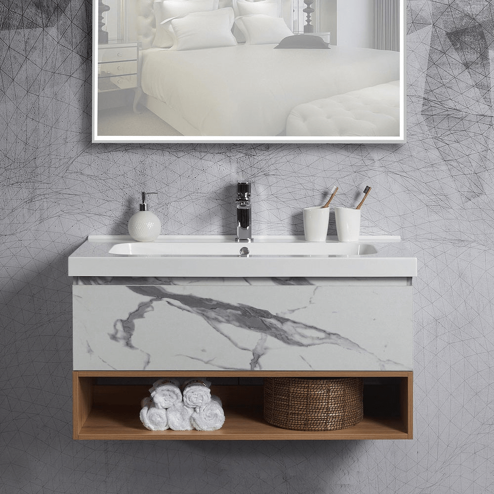 Belbagno Bathroom Sink Belbagno Callacatta/Oak Wall Hung Vanity Zero - 1000mm