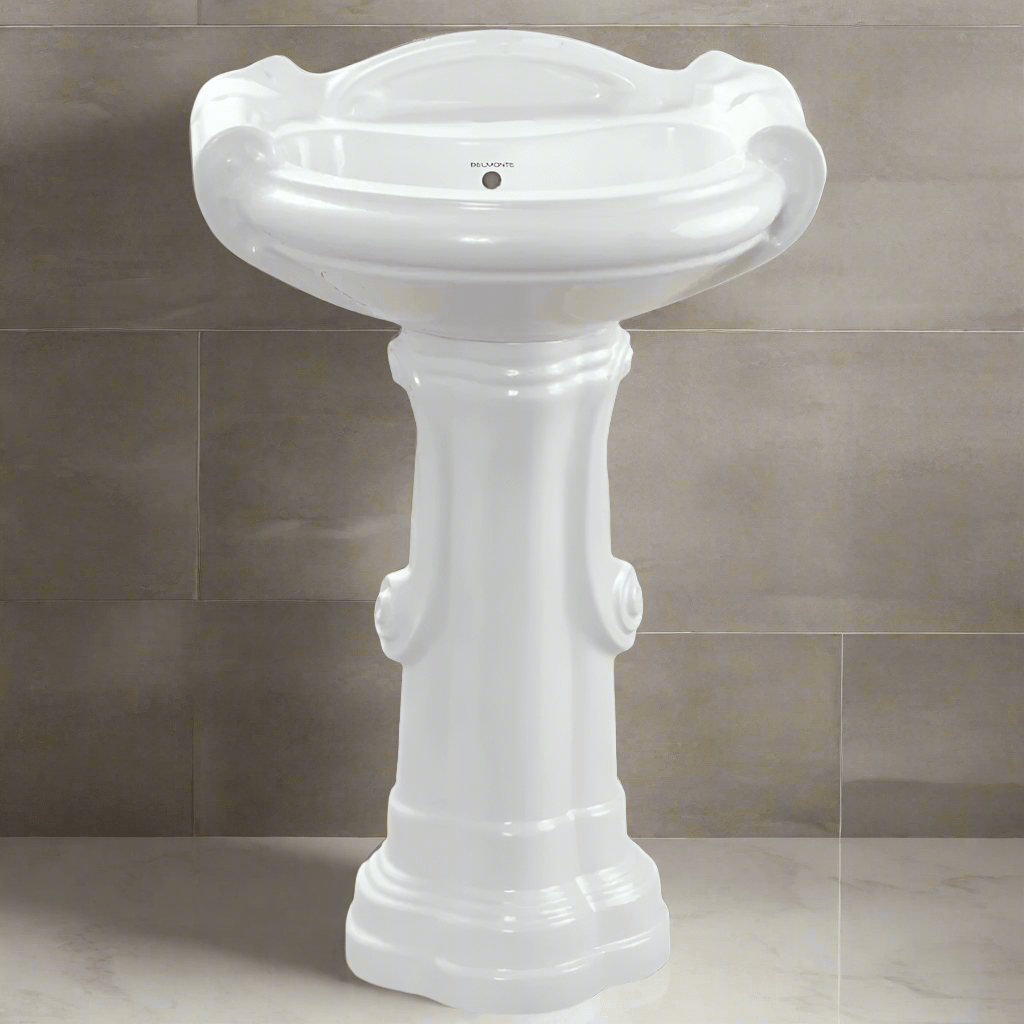Belmonte Bathroom Sink Belmonte White Ceramic U Shape Pedestal Wash Basin Sterling 25x18"