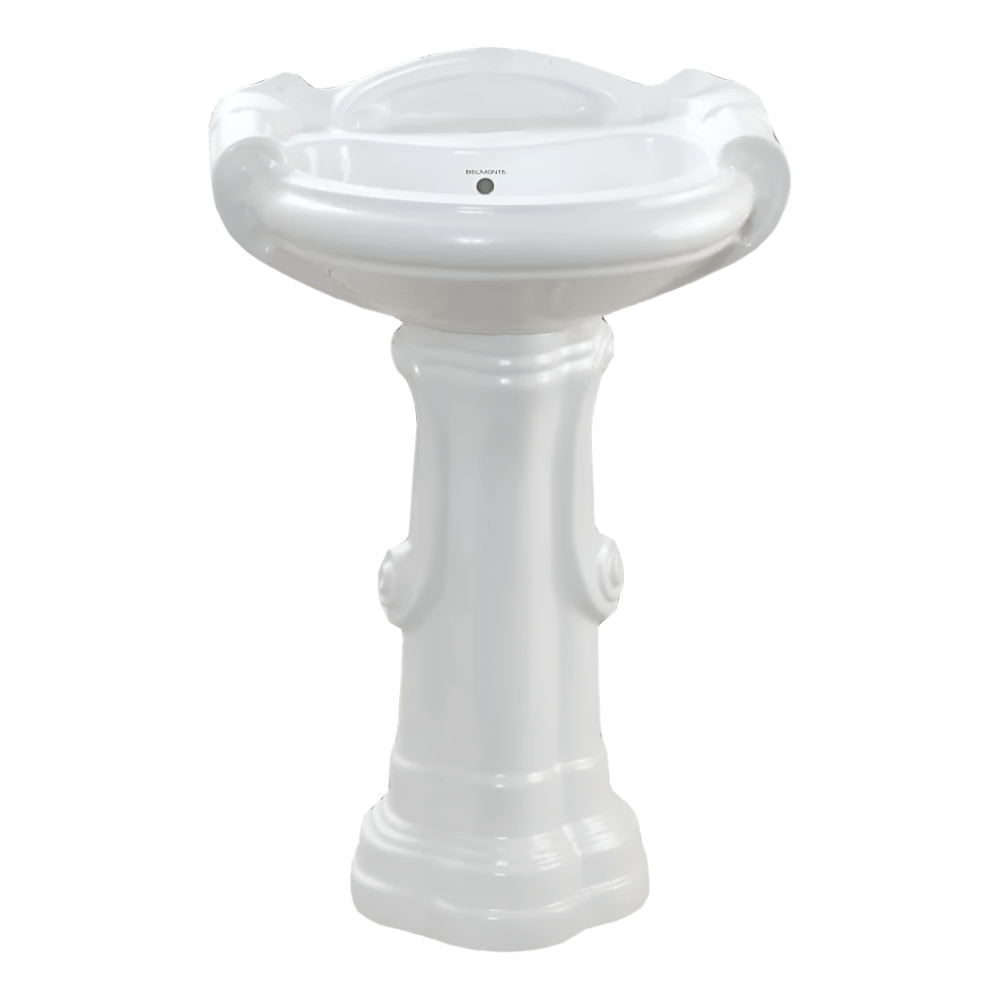 Belmonte Bathroom Sink Belmonte White Ceramic U Shape Pedestal Wash Basin Sterling 25x18"