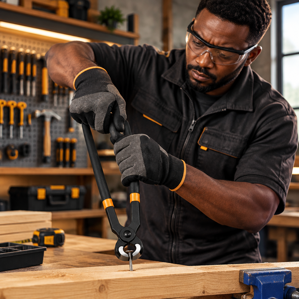 Black professional technician using Coofix end-cutting pincers