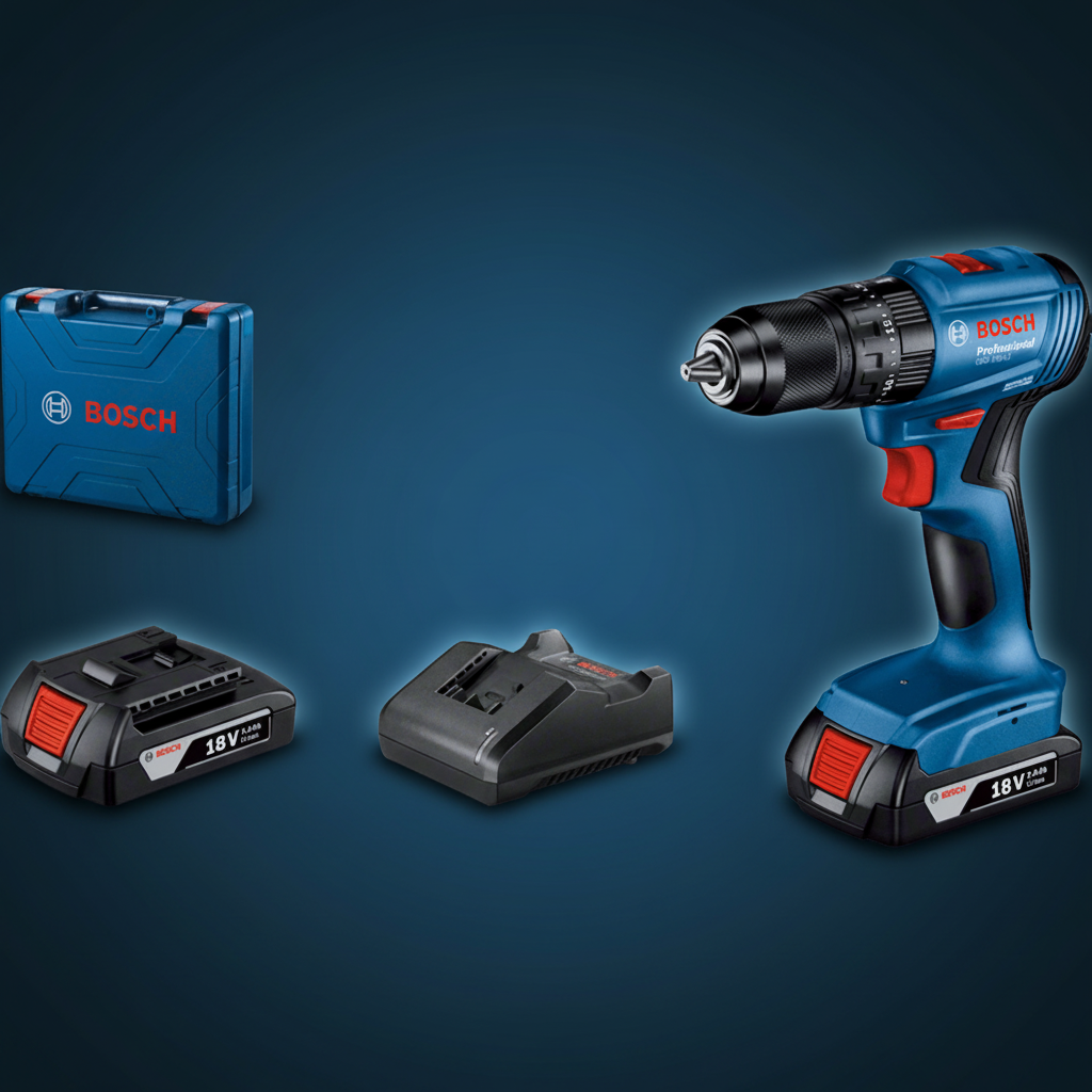 Bosch Drill Bosch 18V Brushless Cordless Impact Drill Driver with 2.0Ah Battery, 1,900 RPM, 13 mm Chuck - GSB 185-LI