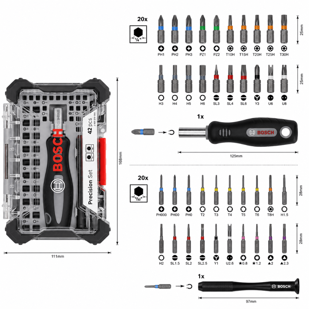 Bosch Drill Bits Bosch 42 Pieces Precision Screwdriver Bit Set – 2607002835