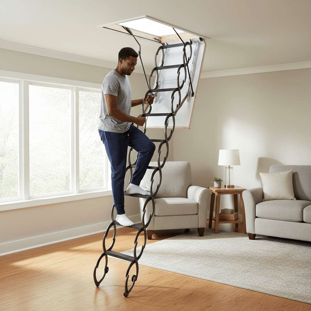 Cagsan Ladder & Access Equipment Cagsan Armon 11-Step Steel Scissor Loft Ladder with 70 × 100cm Frame & 2.8m Reach - CM-CM-70X100