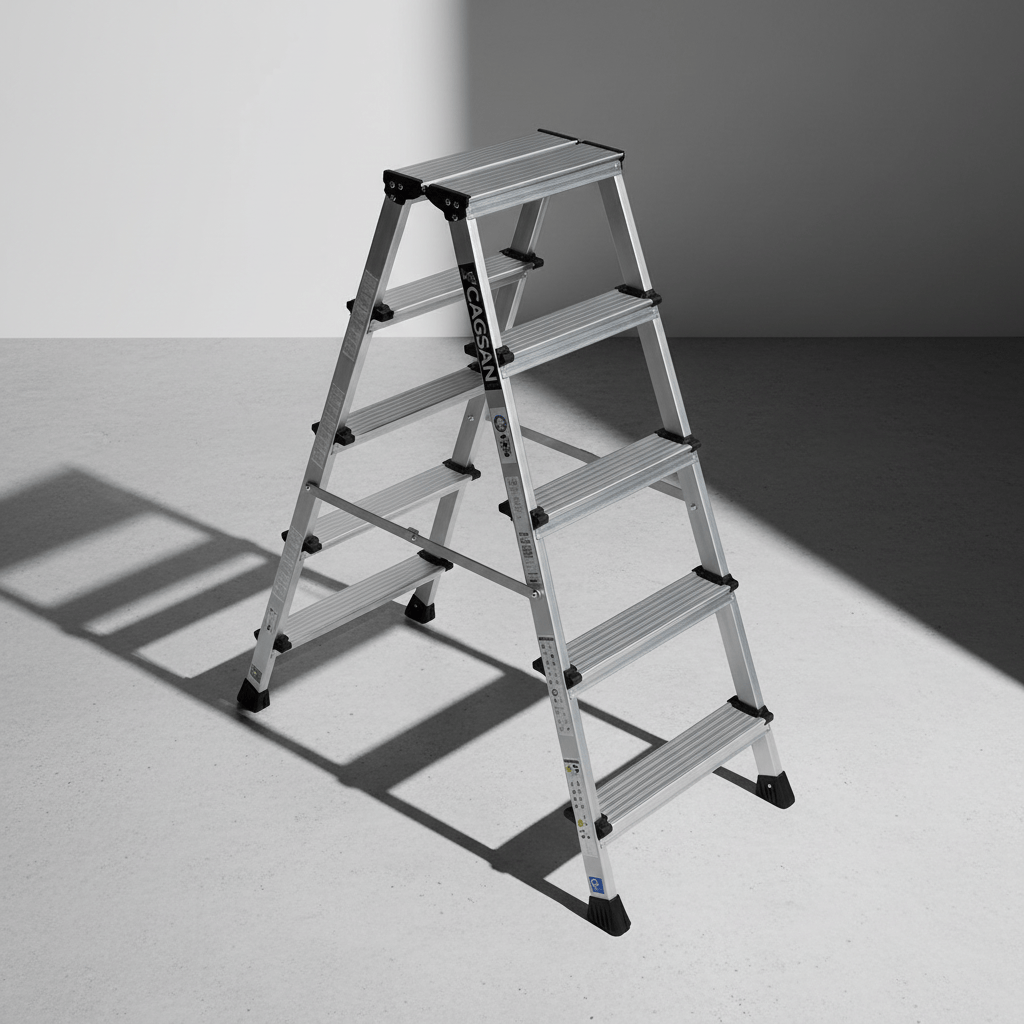 Cagsan Ladder & Access Equipment Cagsan Double-Sided Aluminium Step Ladder with 80mm Anti-Slip Treads | Olimpos Series