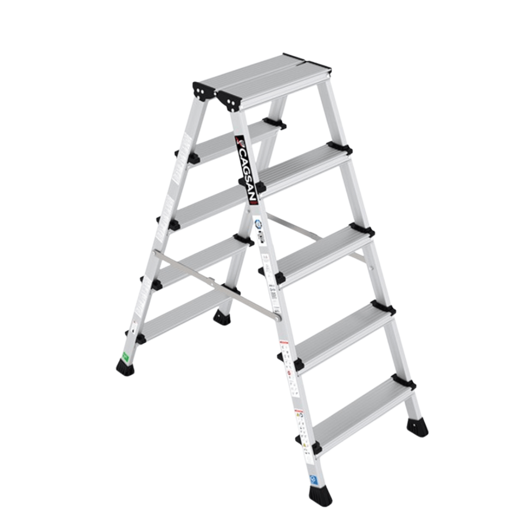 Cagsan Ladder & Access Equipment Cagsan Double-Sided Aluminium Step Ladder with 80mm Anti-Slip Treads | Olimpos Series