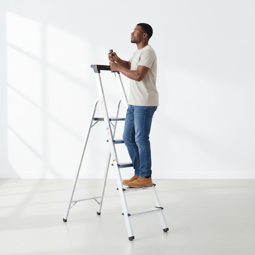 Cagsan Ladder & Access Equipment Cagsan Galvanised Steel Folding Step Ladder with Handrail | Merdiven Series