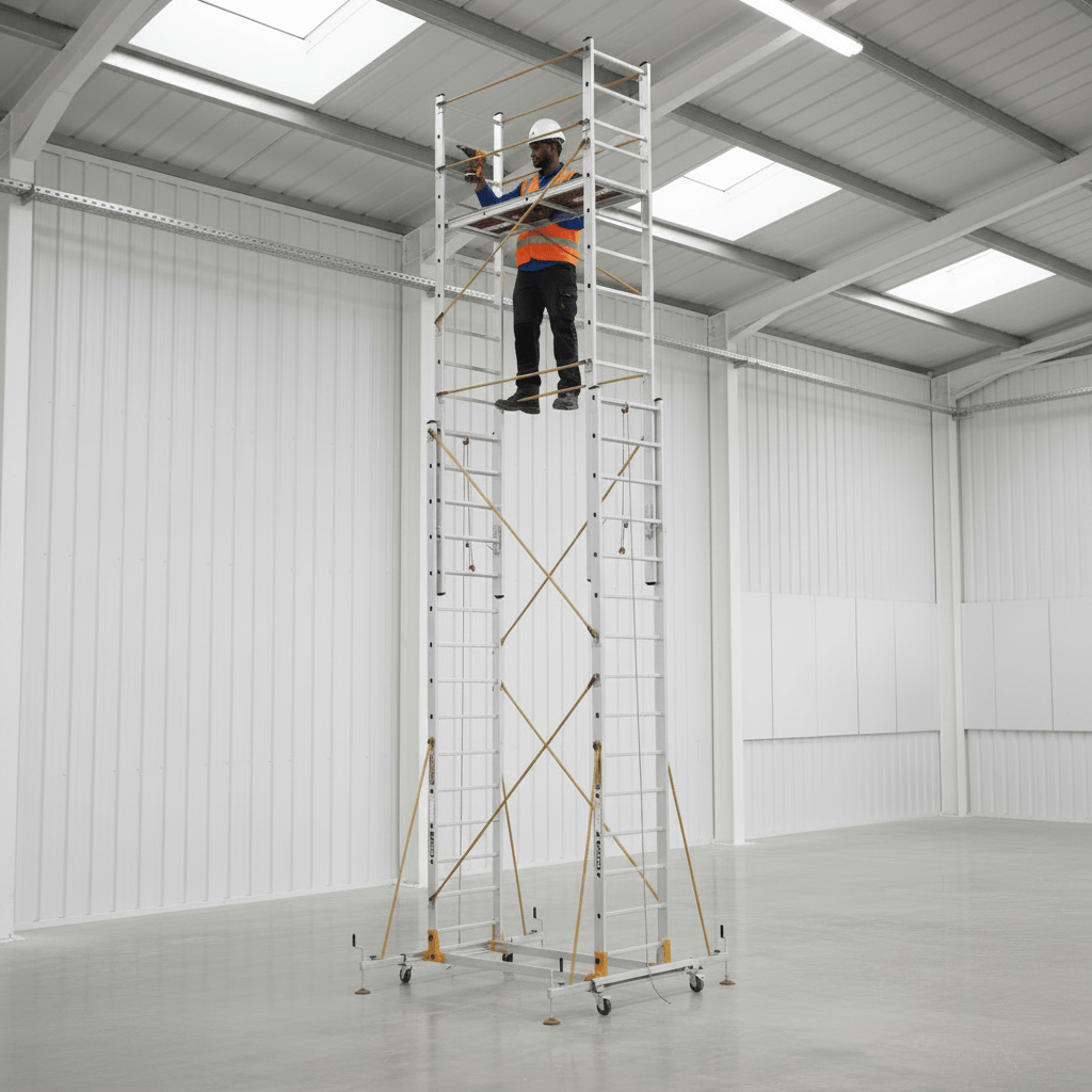 Cagsan Ladder & Access Equipment Cagsan Mobile Aluminium Scaffold with Rope-Pulley Height Adjustment | TeleSafe XL Series