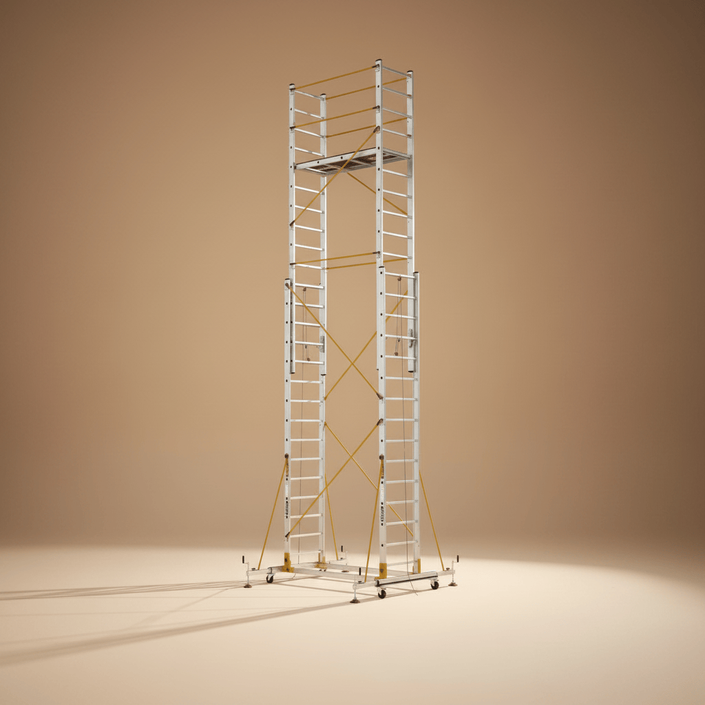 Cagsan Ladder & Access Equipment Cagsan Mobile Aluminium Scaffold with Rope-Pulley Height Adjustment | TeleSafe XL Series
