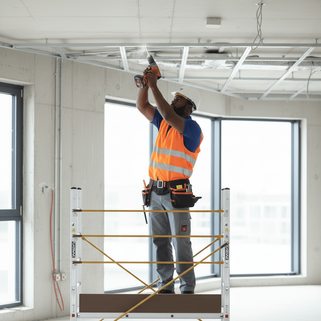 Cagsan Ladder & Access Equipment Cagsan PolySafe 2 × 8 Multi-Purpose Aluminium Scaffold Ladder with Adjustable Platform - CM-PL003