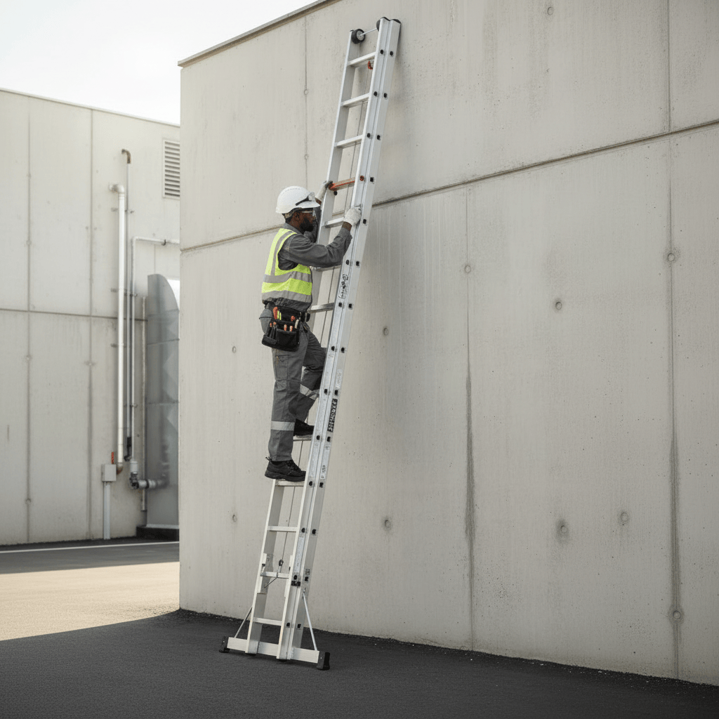 Cagsan Ladder & Access Equipment Cagsan Rope-and-Pulley Aluminium Extension Ladder with Wall Rollers | DuoRope Series