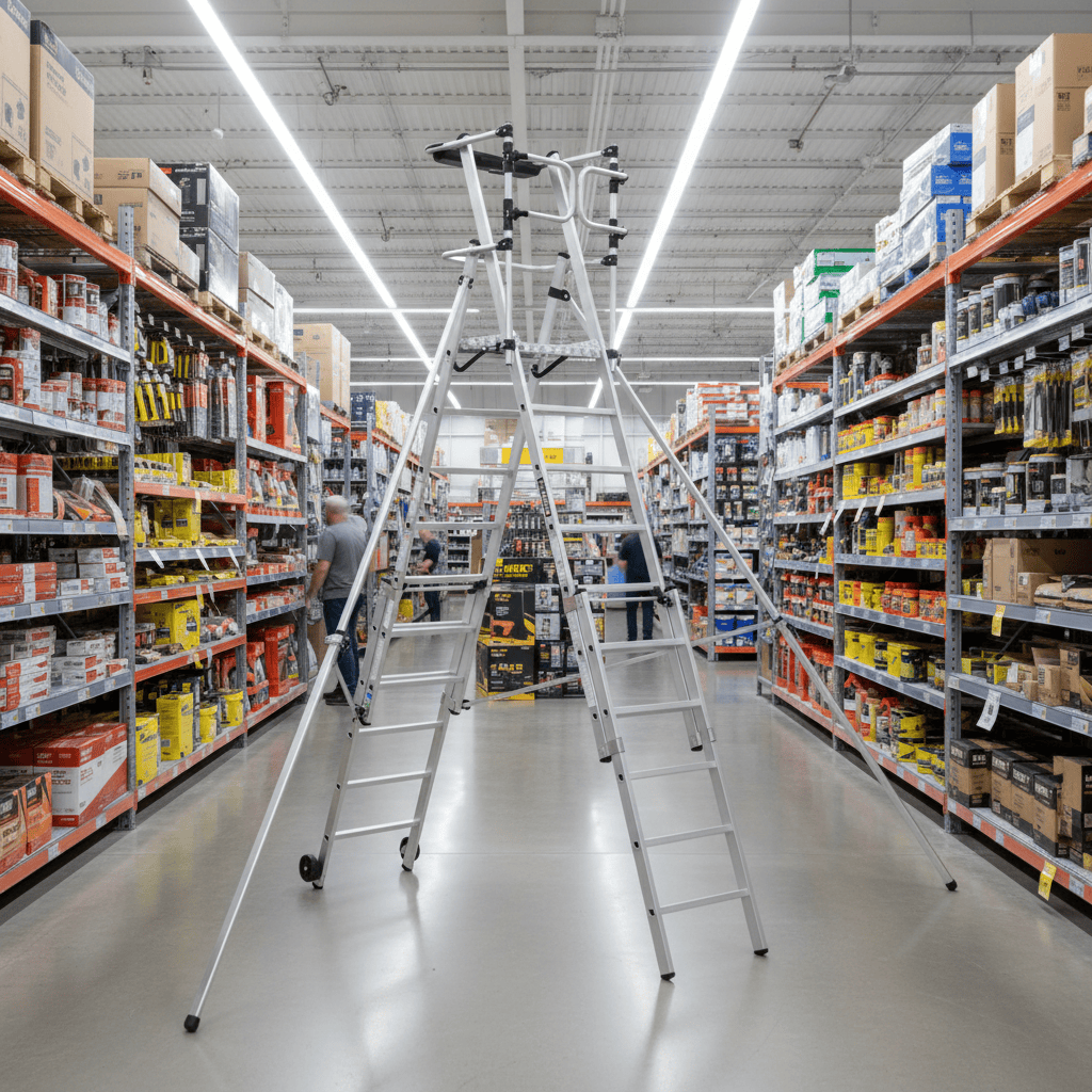 Cagsan Ladder & Access Equipment Cagsan Verox 7-Step Telescopic Folding Aluminium Work Platform with 4.6m Safe Reach - CM-VX7-10