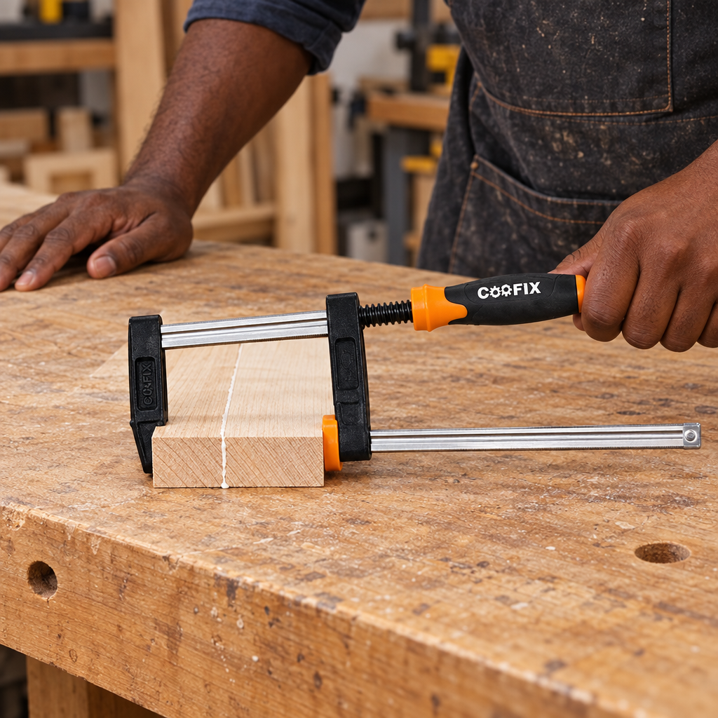 Carpenter using the Coofix F clamp