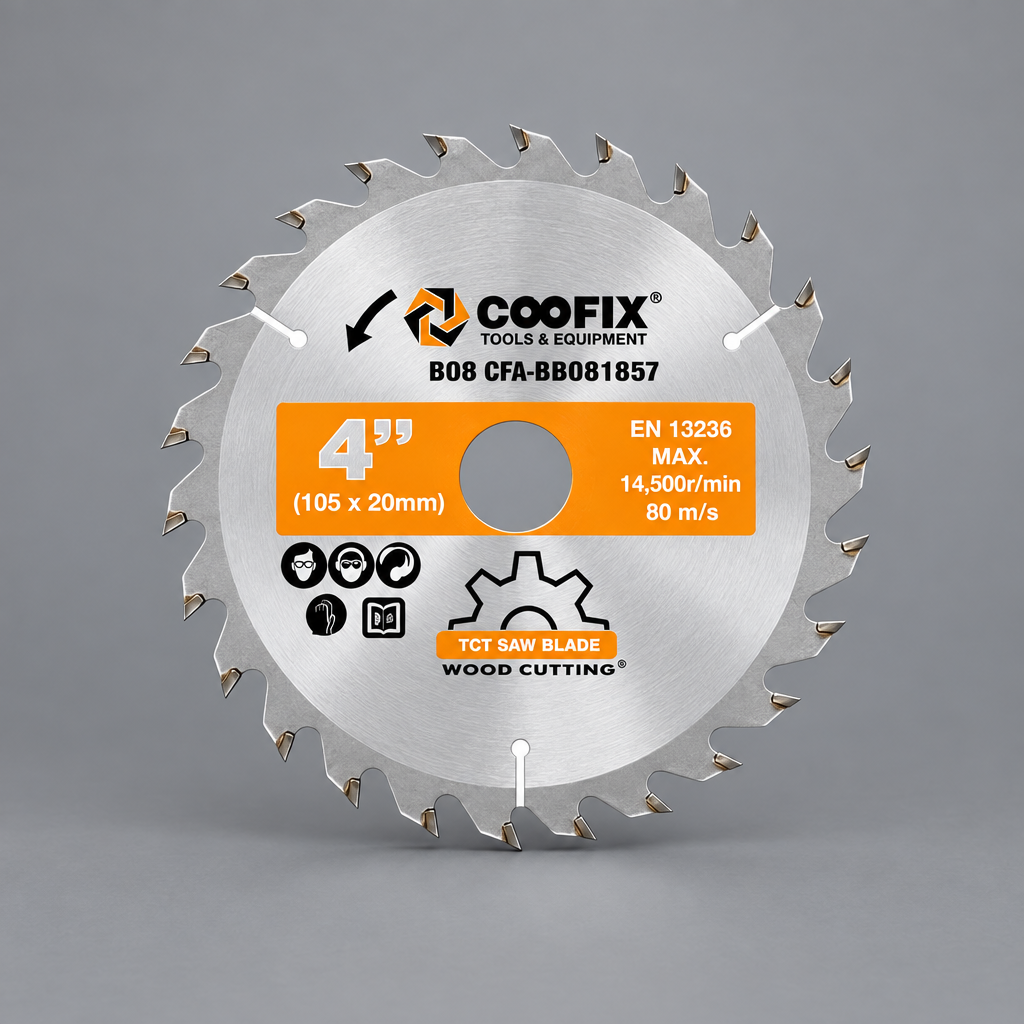 Coofix 4-inch saw blade on grey