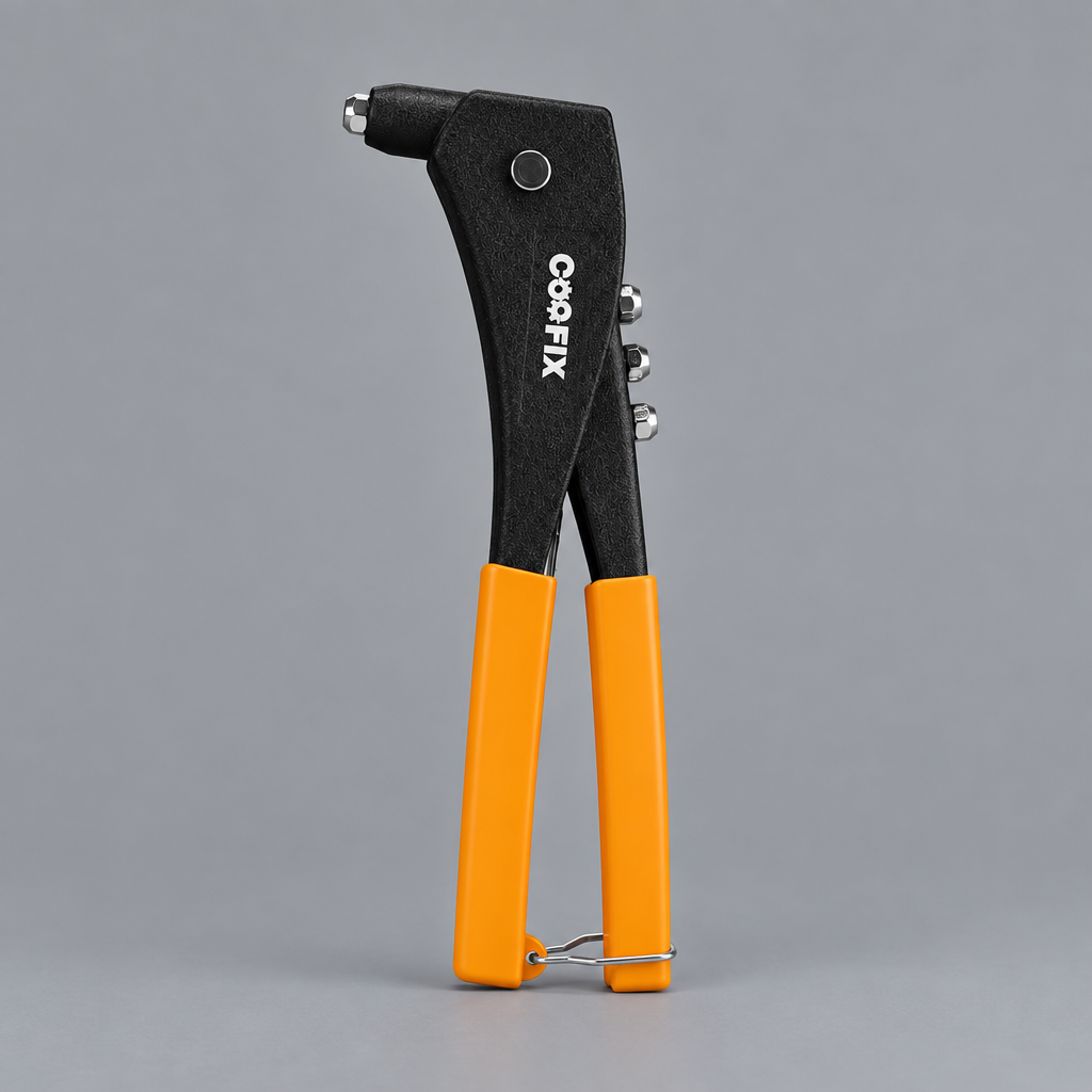 Coofix aluminium-and-PVC riveter on grey