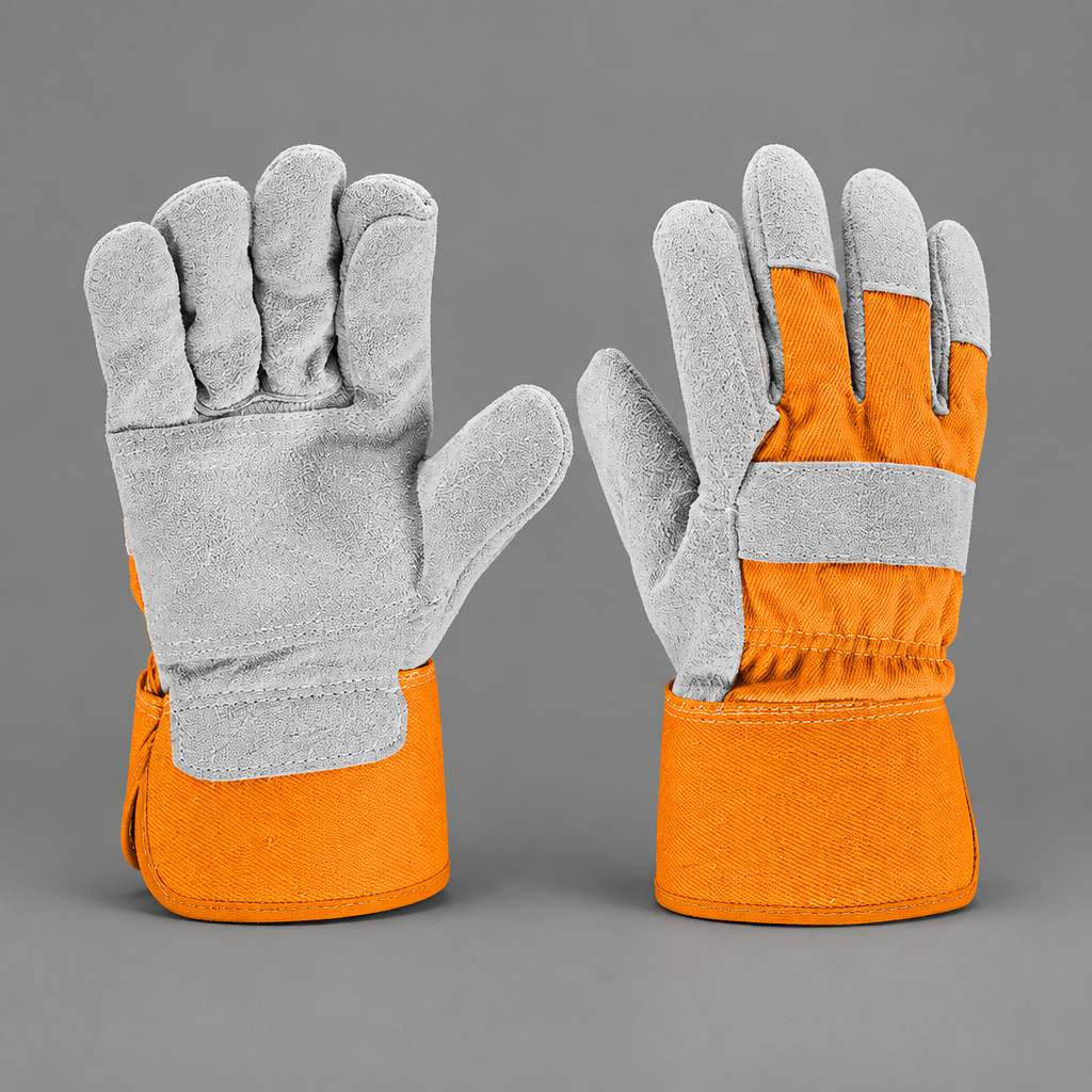 Coofix leather work gloves on grey