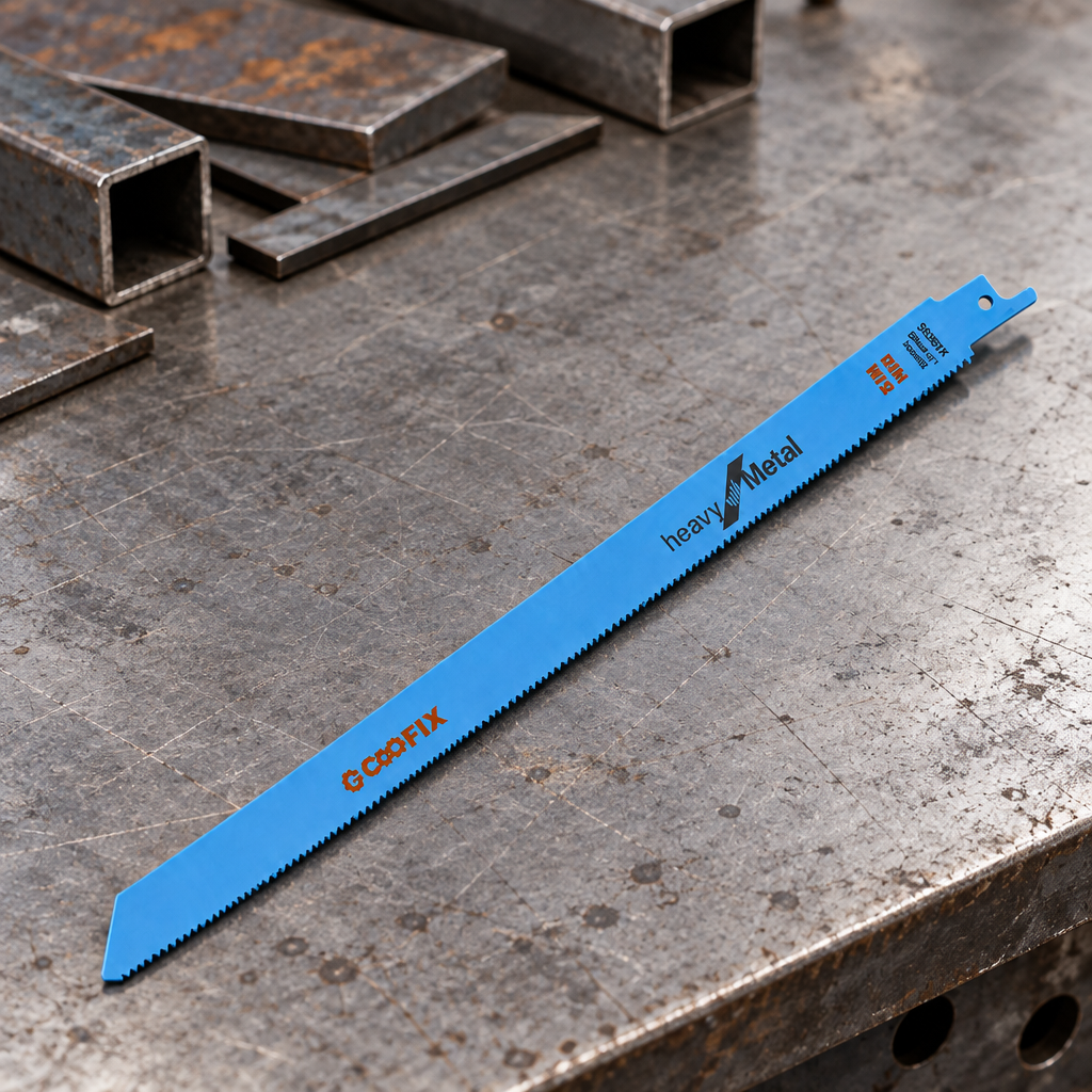 Coofix metal-cutting blade on a workbench